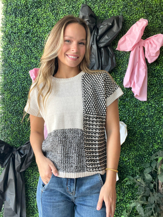 Colorblock Short Sleeve Sweater
