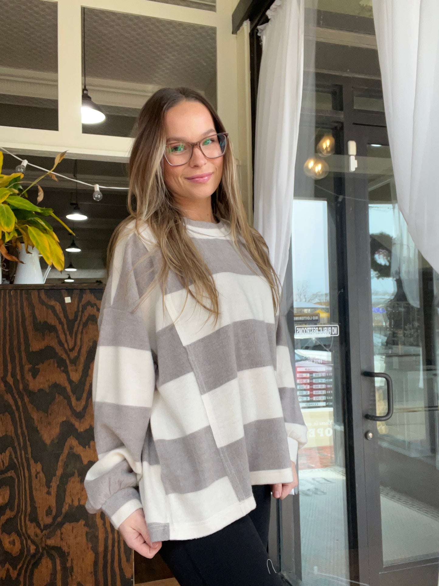 Taupe Stripe Knit top