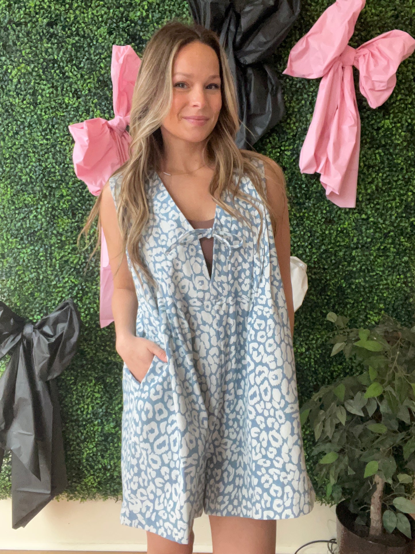Leopard Denim Romper