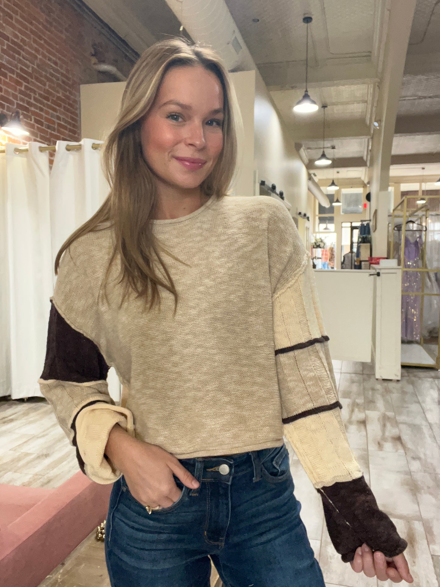 Sleeve Colorblock Top