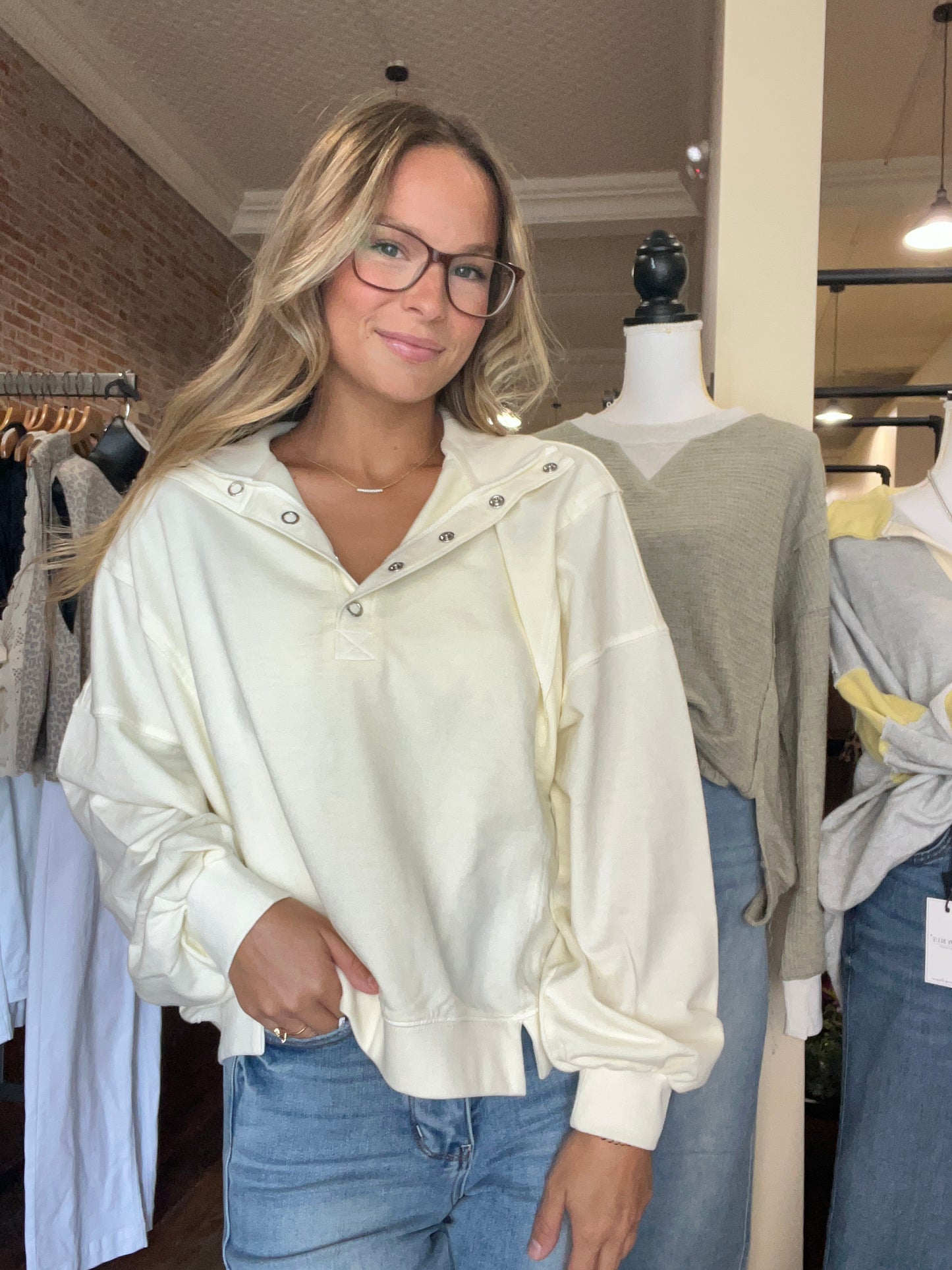 Snap Quarter Button Pullover