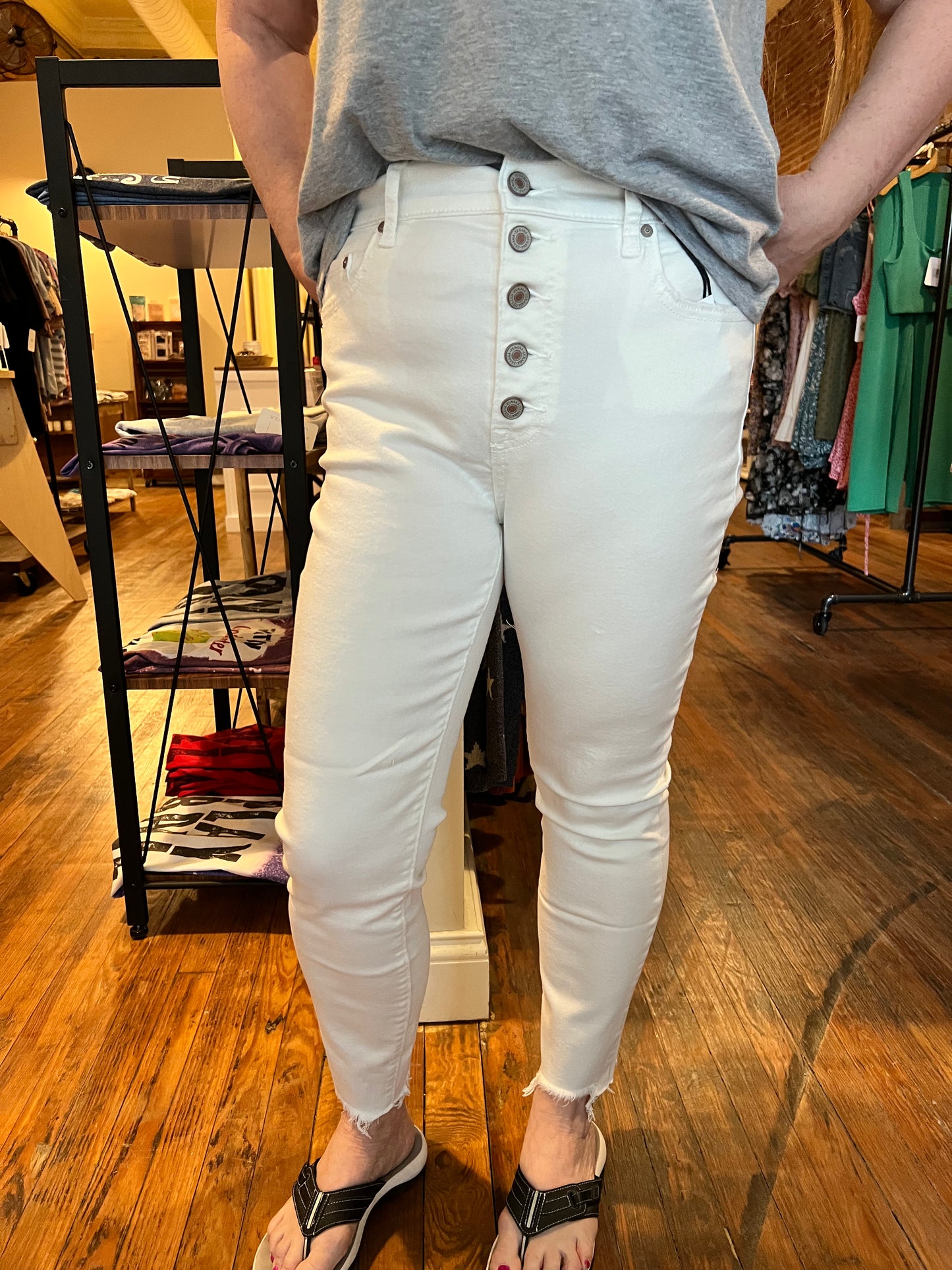 Zenana Skinny White Denim
