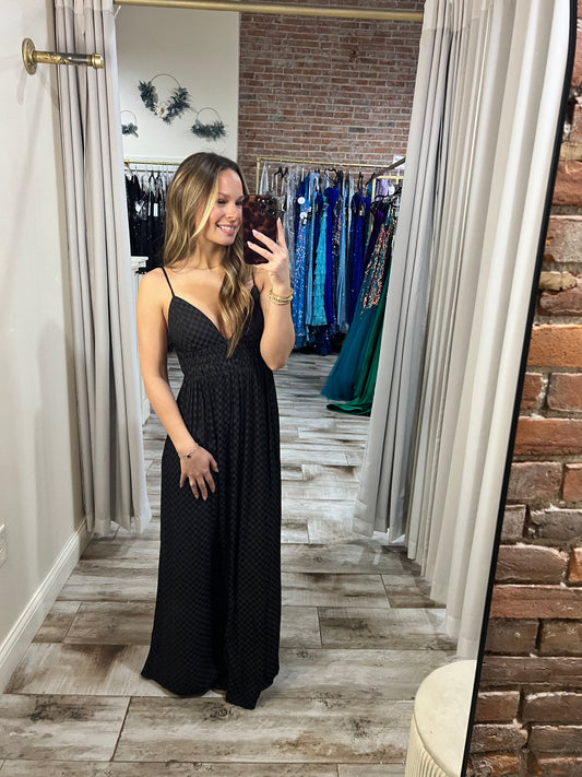 Checker Print Maxi Dress