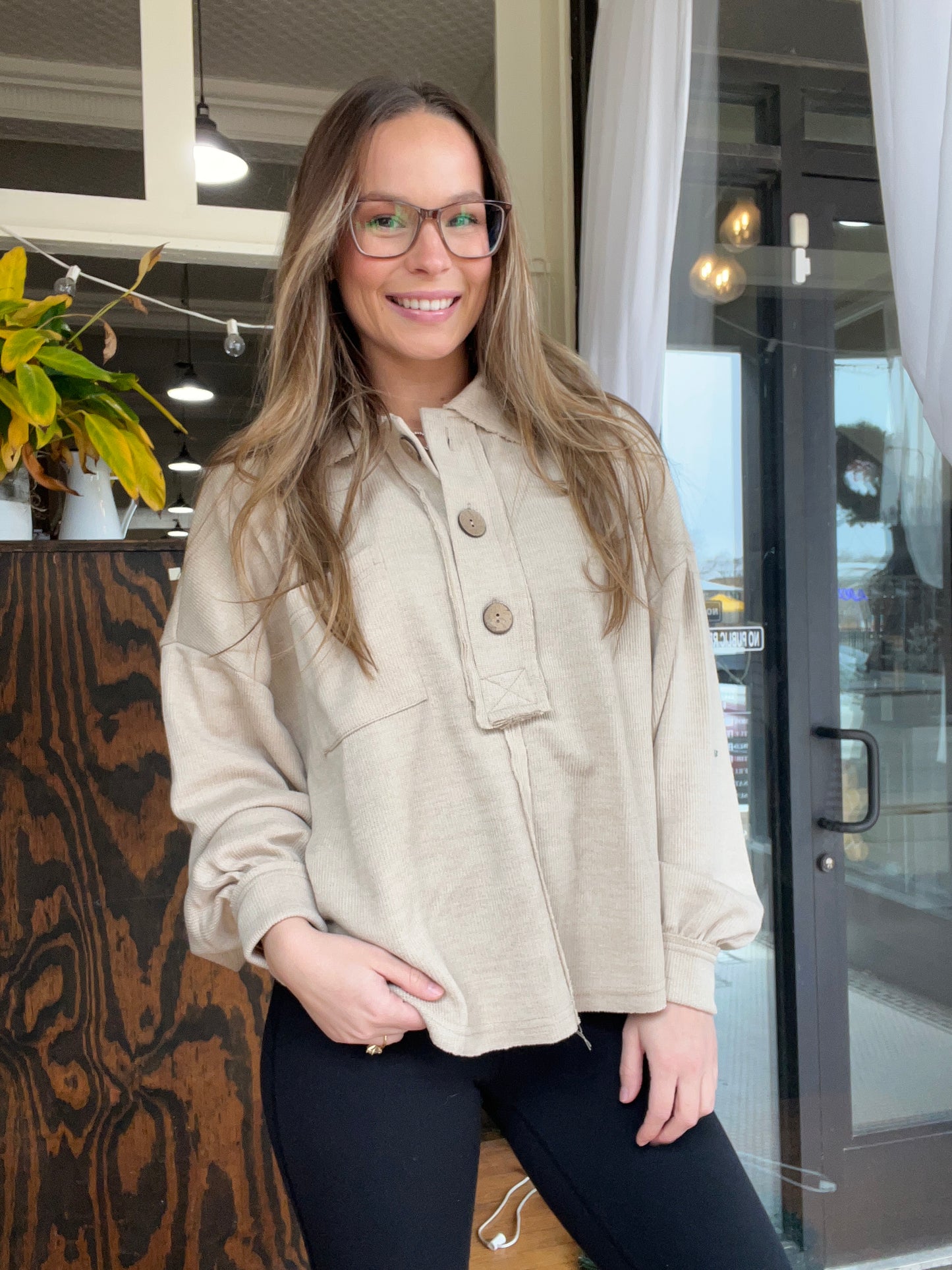 Collared Raw Edge Top