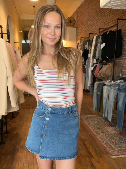 Square Neck Stripe Bodysuit