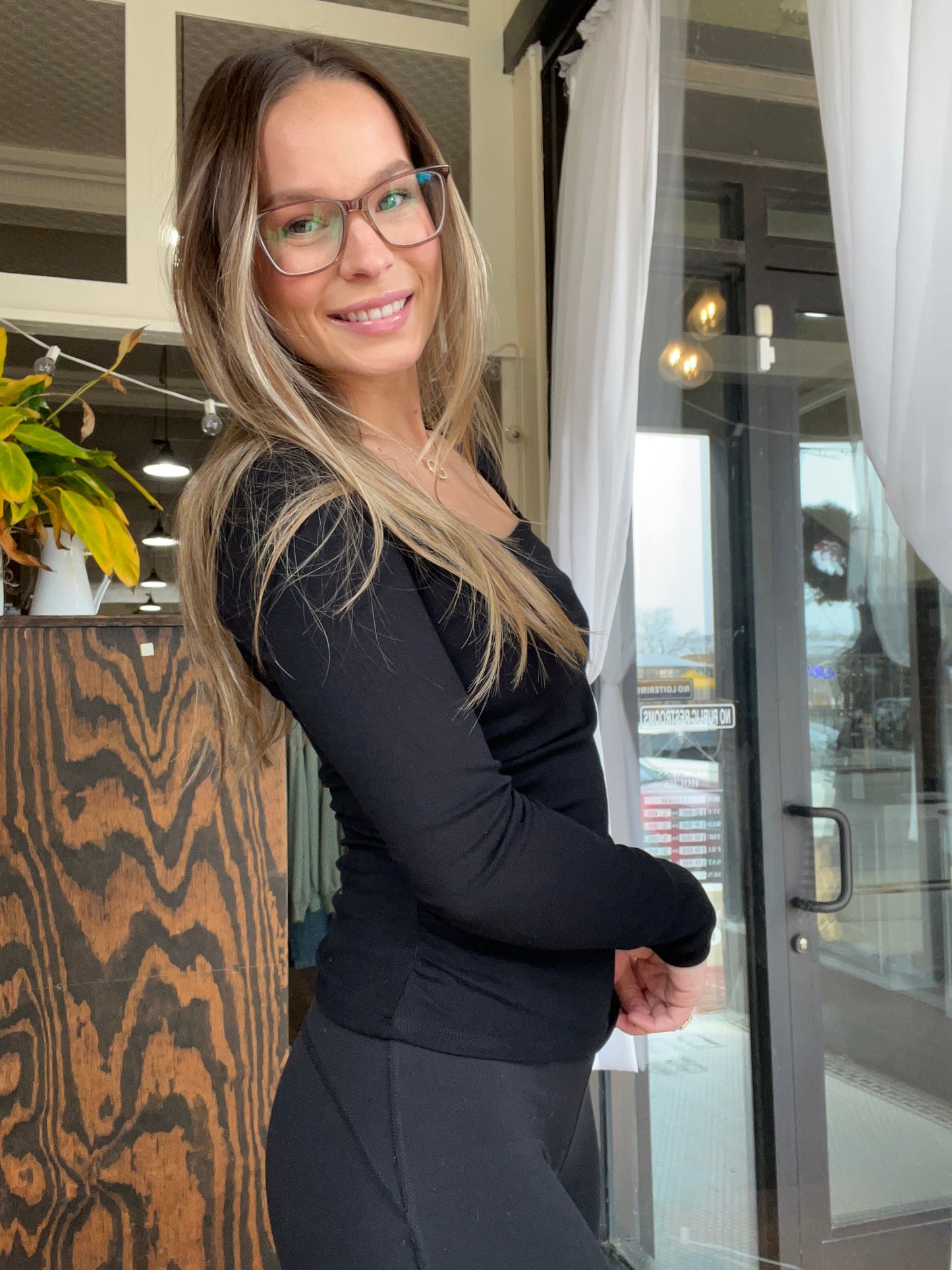 Square neck ruched side top