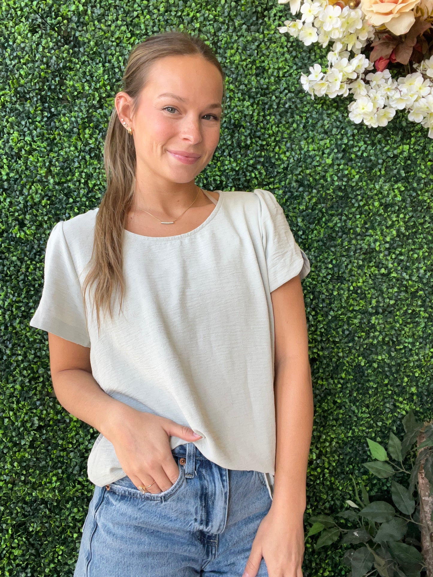 Mint detailed blouse