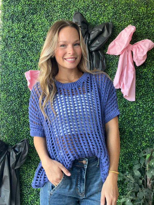 Crochet Short Sleeve Sweater