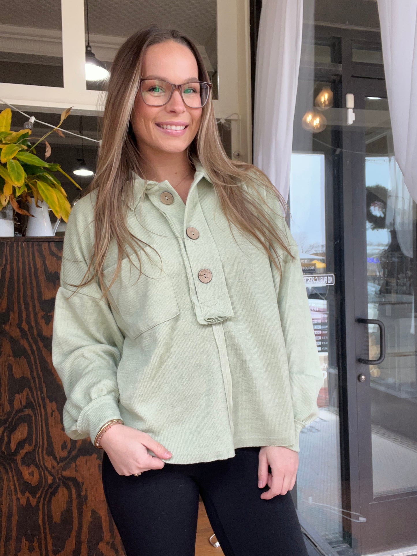 Collared Raw Edge Top