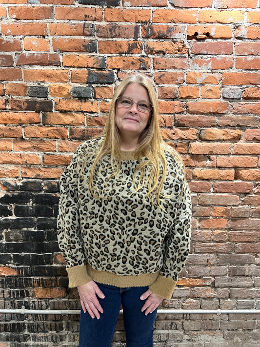 Fuzzy Leopard Sweater