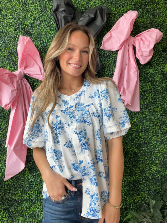 Floral Puff Sleeve Blouse
