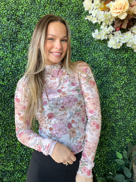 Floral mesh long sleeve