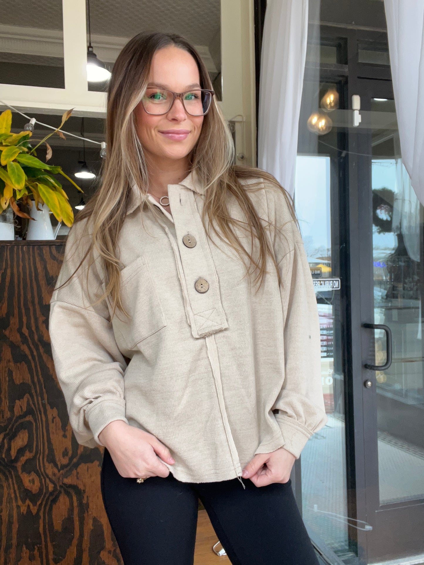 Collared Raw Edge Top