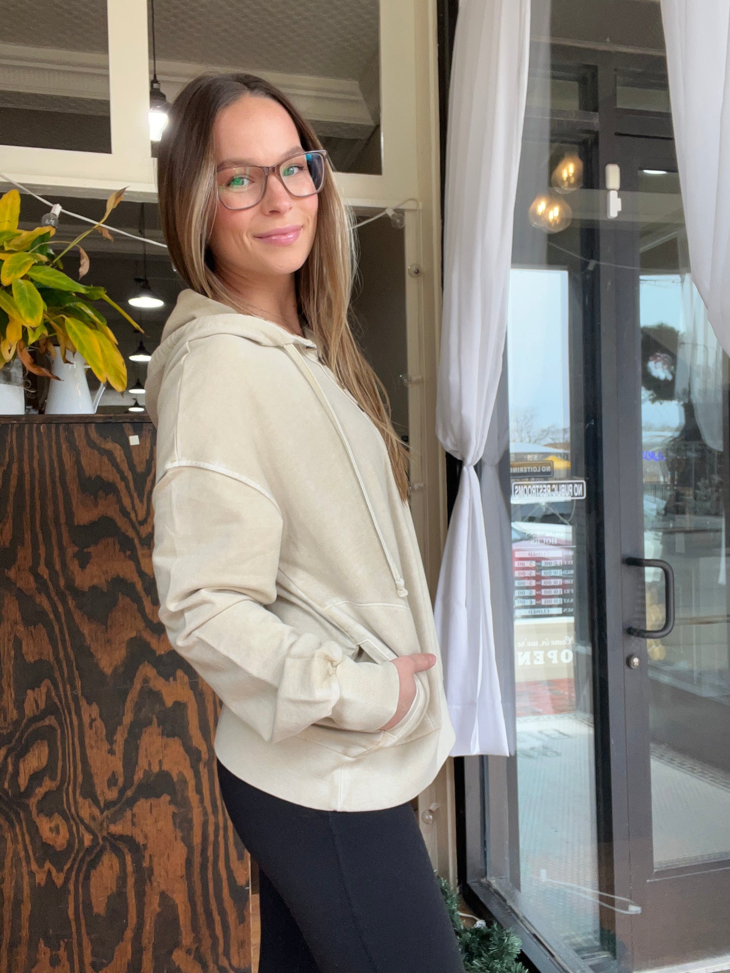 Washed Henley Hoodie