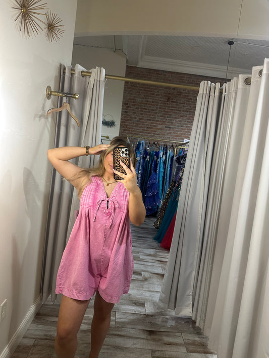 Mineral Wash Denim Romper