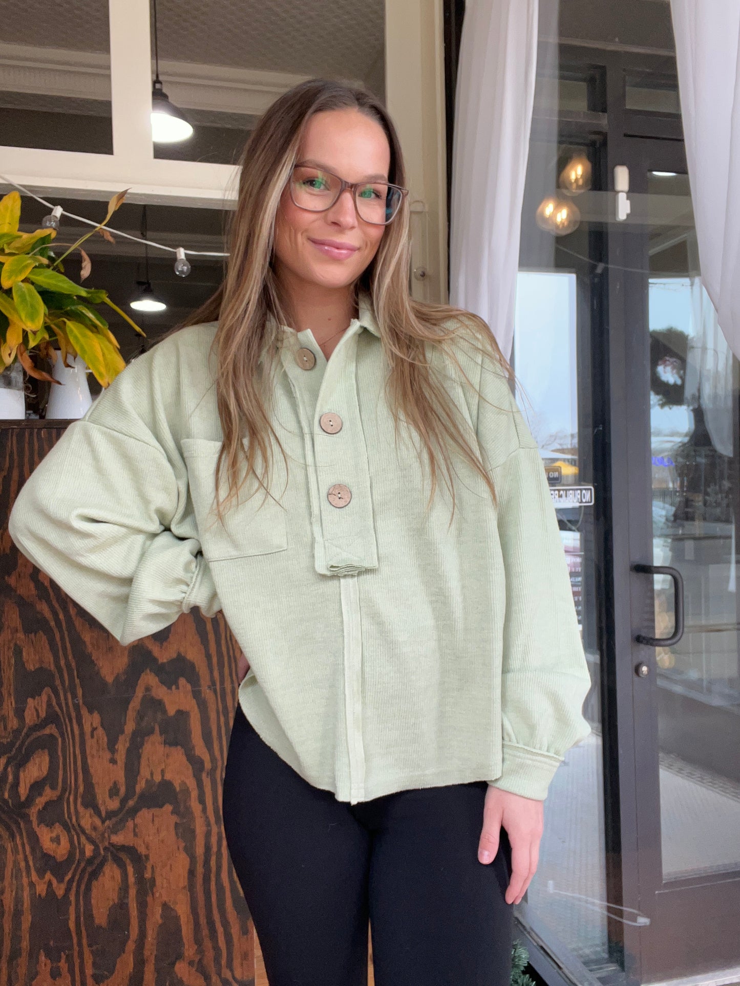 Collared Raw Edge Top