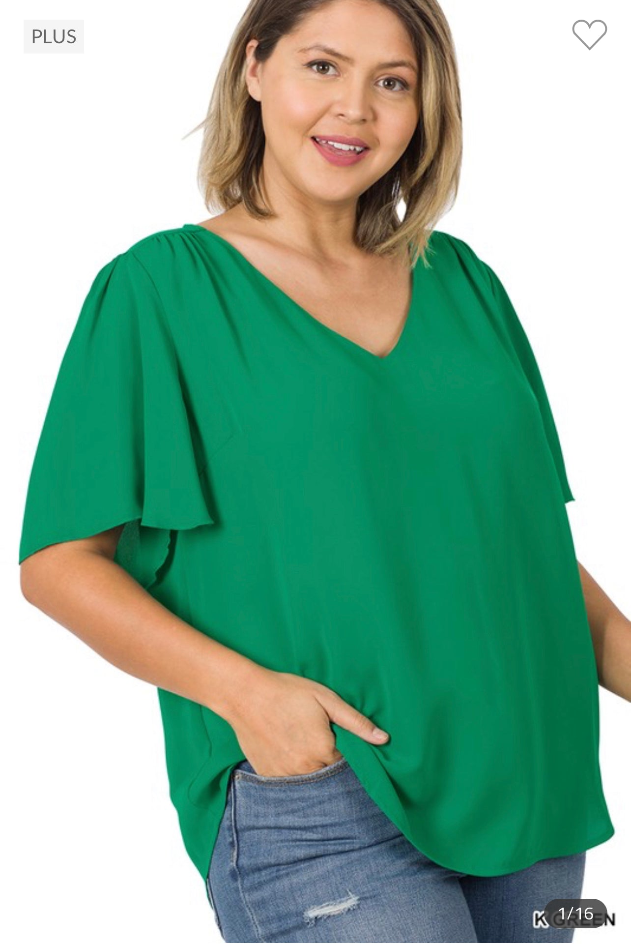 Waterfall Sleeve V-Neck Top