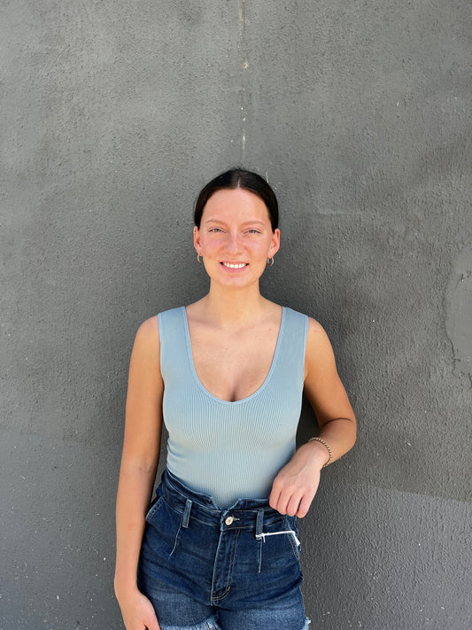 Ribbed Plunge Bodysuit